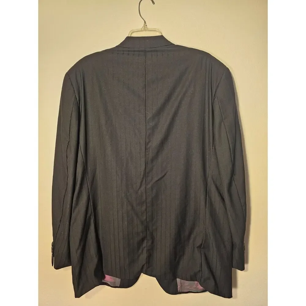 Sean John Black Pinstripe Wool Blazer Suit Jacket Mens Size 44R